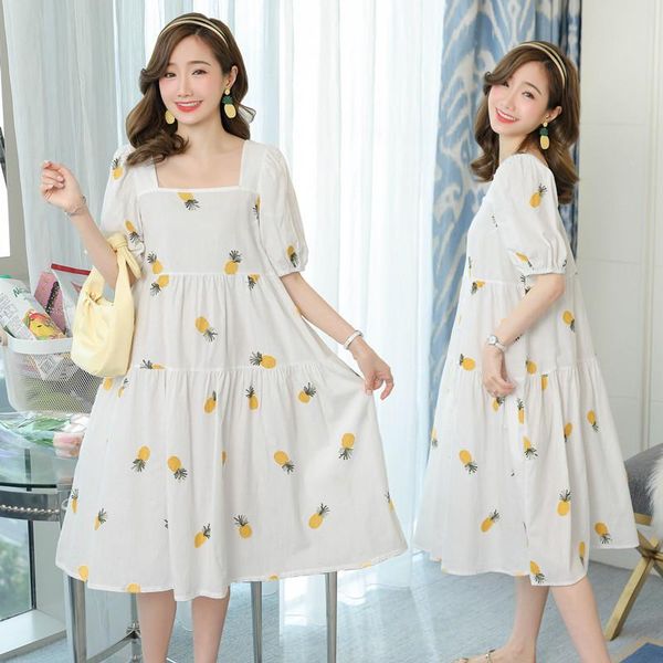 98168# maternity clothes summer cotton short sleeves loose fruit printing dress pregnant women mom dresses, White
98168# maternity clothes summer cotton short sleeves loose fruit printing dress pregnant women mom dresses, White