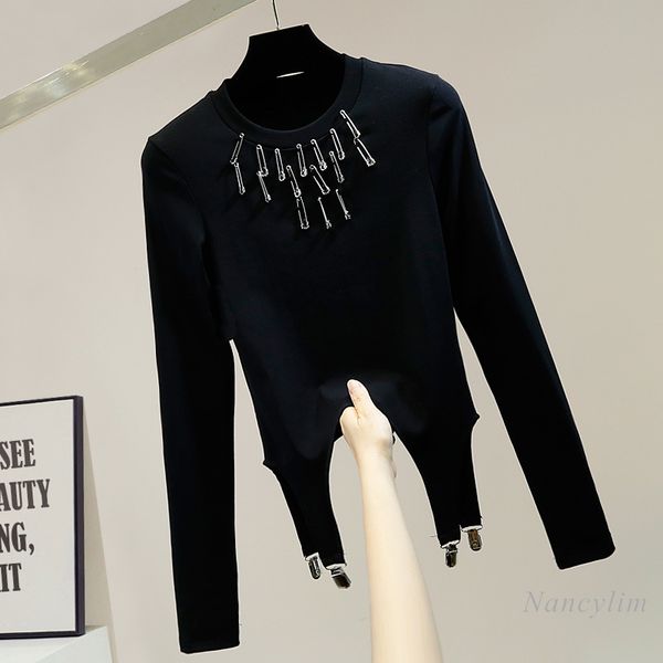 t shirt fashion design irregular metal pin slim t-shirt women's all-matching tight long sleeve basic ladys white black
t shirt fashion design irregular metal pin slim t-shirt women's all-matching tight long sleeve basic ladys white black
