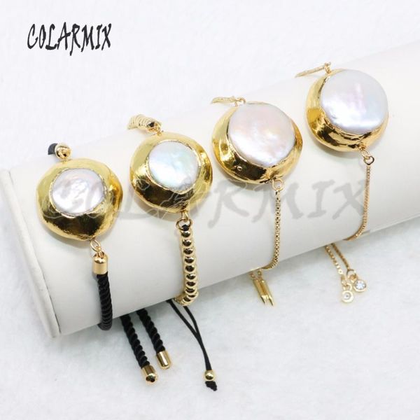 link, chain 5 pieces pearl bracelets electroplated jewelry for women 4893, Black
link, chain 5 pieces pearl bracelets electroplated jewelry for women 4893, Black