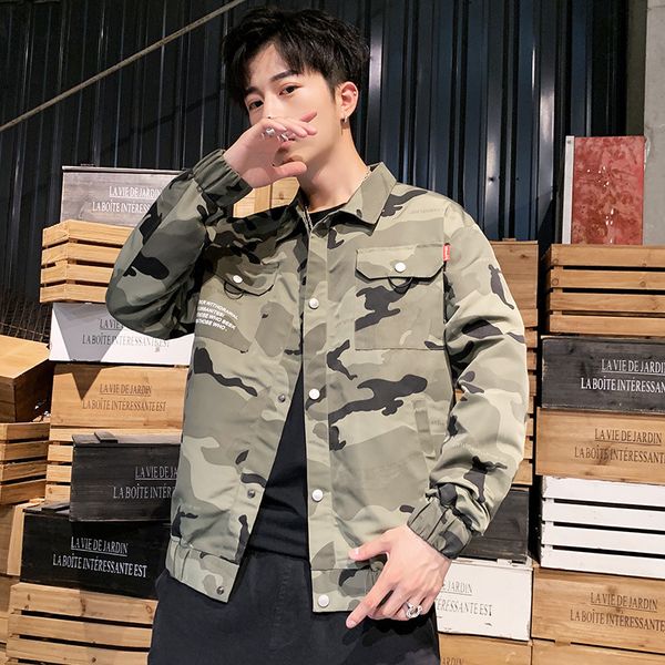 and 2021 spring autumn clothing korean fashion camouflage work jacket men's coat student tide brand handsome clothes, Black;brown
and 2021 spring autumn clothing korean fashion camouflage work jacket men's coat student tide brand handsome clothes, Black;brown