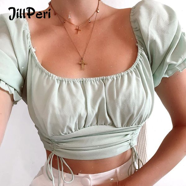 jillperi new arrival women flare puff short sleeve blouse vacation outfit ruched strappy shirt summer chiffon crop top, Black;white
jillperi new arrival women flare puff short sleeve blouse vacation outfit ruched strappy shirt summer chiffon crop top, Black;white