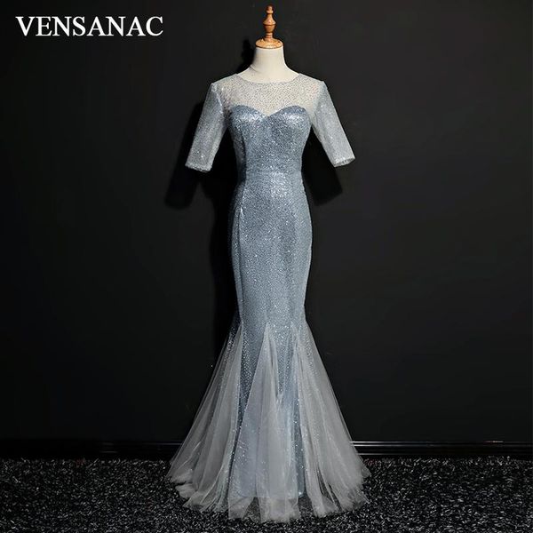 party dresses vensanac 2021 o neck sequined mermaid long evening lace half sleeve illusion zipper back prom gowns, White;black
party dresses vensanac 2021 o neck sequined mermaid long evening lace half sleeve illusion zipper back prom gowns, White;black
