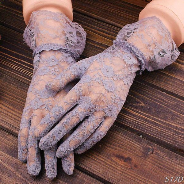five fingers gloves women summer uv protection floral lace jacquard wedding ruffles mittens 2021, Blue;gray
five fingers gloves women summer uv protection floral lace jacquard wedding ruffles mittens 2021, Blue;gray