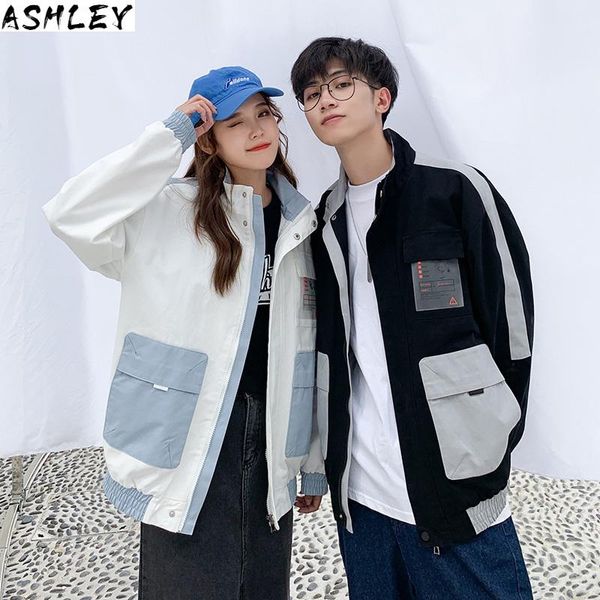 men's jackets dress spring style stand-up collar couples fashion clash-color labeled streetwear hombre casual, Black;brown
men's jackets dress spring style stand-up collar couples fashion clash-color labeled streetwear hombre casual, Black;brown