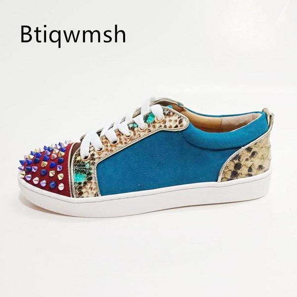 dress shoes spiked studded men round toe blue real suede mixed color rivet lace up flat for man sneakers, Black
dress shoes spiked studded men round toe blue real suede mixed color rivet lace up flat for man sneakers, Black