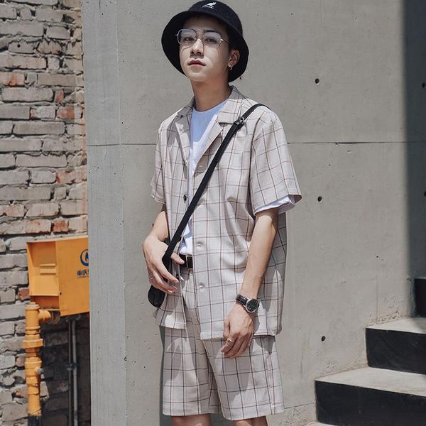 men's tracksuits 2021 (shirts+shorts) summer suit lattice leisure short sleeve shirt cardigan shorts sets tracksuit male clothing, Gray
men's tracksuits 2021 (shirts+shorts) summer suit lattice leisure short sleeve shirt cardigan shorts sets tracksuit male clothing, Gray