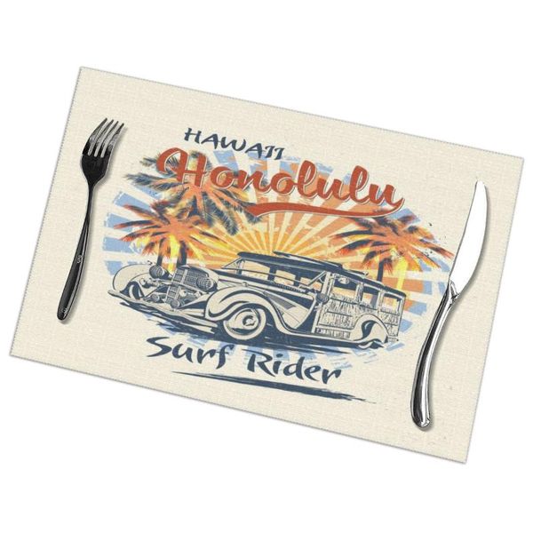 mats & pads 6 pcs placemat table mat honolulu sun beach and retro woody car for tables heat-insulation linen kitchen dining
mats & pads 6 pcs placemat table mat honolulu sun beach and retro woody car for tables heat-insulation linen kitchen dining