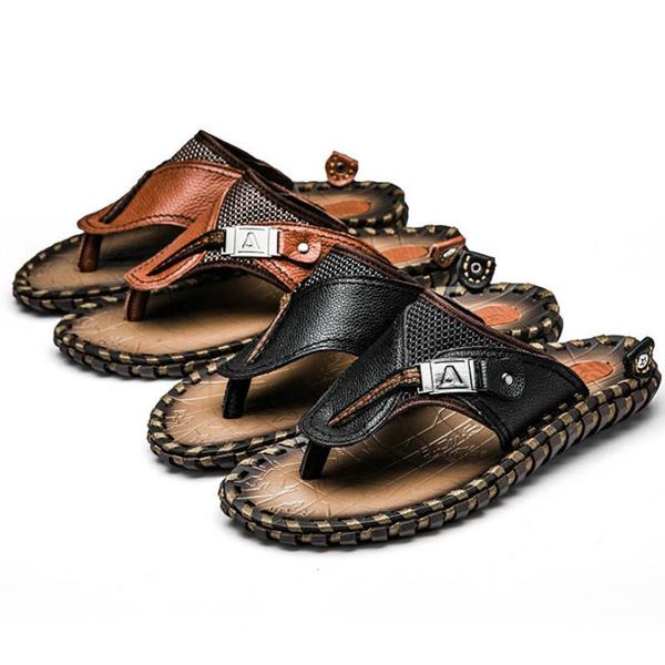 summer men's casual shoes beach trend large herringbone mop layer cowhide outdoor leisure slippers, Black
summer men's casual shoes beach trend large herringbone mop layer cowhide outdoor leisure slippers, Black