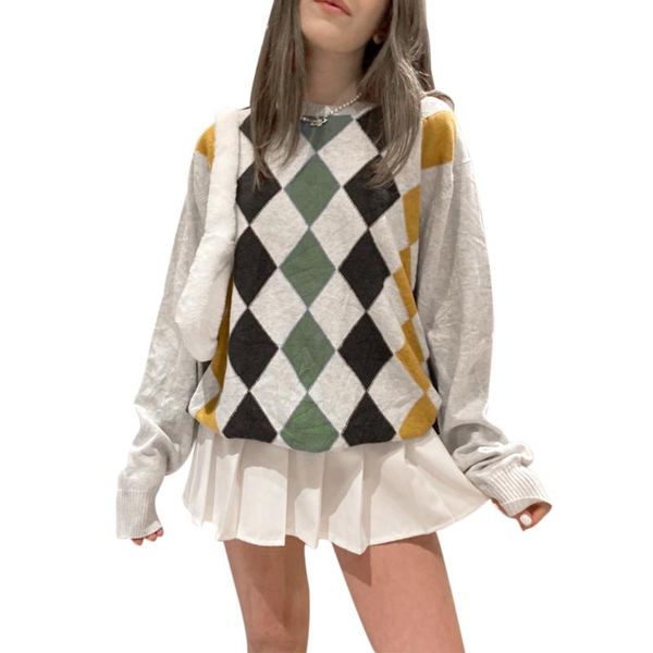 women's sweaters women geometry print round neck sweater loose fitting long sleeve pullover casual plaid for autumn winter grey s//l, White;black
women's sweaters women geometry print round neck sweater loose fitting long sleeve pullover casual plaid for autumn winter grey s//l, White;black