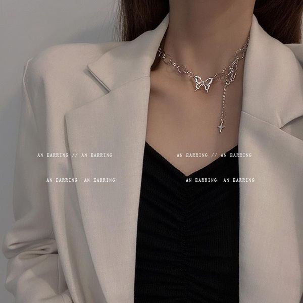 chains korea fashion butterfly necklace simple star woman retro hip hop rock style pendant aesthetic cross streetwear, Silver
chains korea fashion butterfly necklace simple star woman retro hip hop rock style pendant aesthetic cross streetwear, Silver