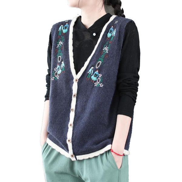 women's vests women knit vest v neck sweaters sleeveless cardigan big loose embroidery retro vintage casual fashion spring autumn a1127, Black;white
women's vests women knit vest v neck sweaters sleeveless cardigan big loose embroidery retro vintage casual fashion spring autumn a1127, Black;white