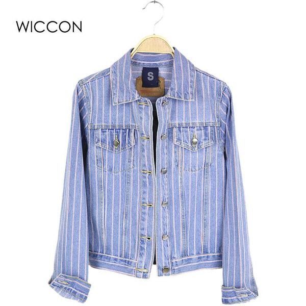 women's jackets short design spring women denim vintage female jeans coat ladies striped slim fashion chaquetas mujer wiccon, Black;brown
women's jackets short design spring women denim vintage female jeans coat ladies striped slim fashion chaquetas mujer wiccon, Black;brown
