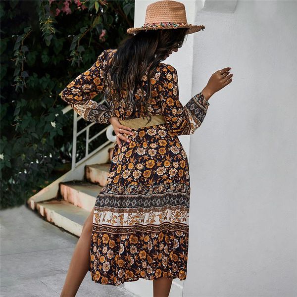 casual dresses print dress women holiday high waist lace long boho elegant party sundress robe deep v-neck, Black;gray
casual dresses print dress women holiday high waist lace long boho elegant party sundress robe deep v-neck, Black;gray