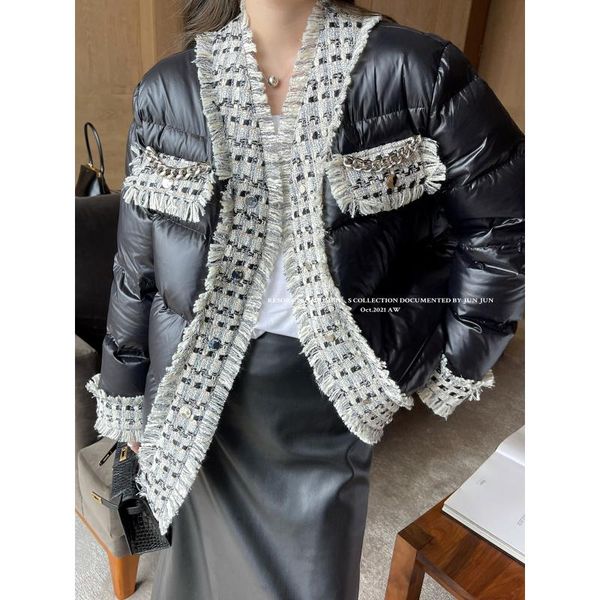 women's down & parkas trend dream dt class chain chunky nylon stitched white duck jacket 2021 design coat, Black
women's down & parkas trend dream dt class chain chunky nylon stitched white duck jacket 2021 design coat, Black