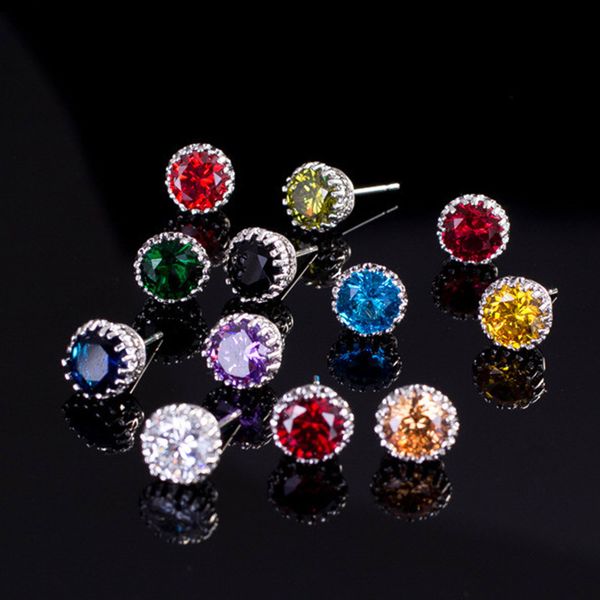 choucong sell simple fashion jewelry 8mm round cut multi gemstones sapphire cz diamond women wedding crown stud earring gift 92 o2, Golden;silver
choucong sell simple fashion jewelry 8mm round cut multi gemstones sapphire cz diamond women wedding crown stud earring gift 92 o2, Golden;silver