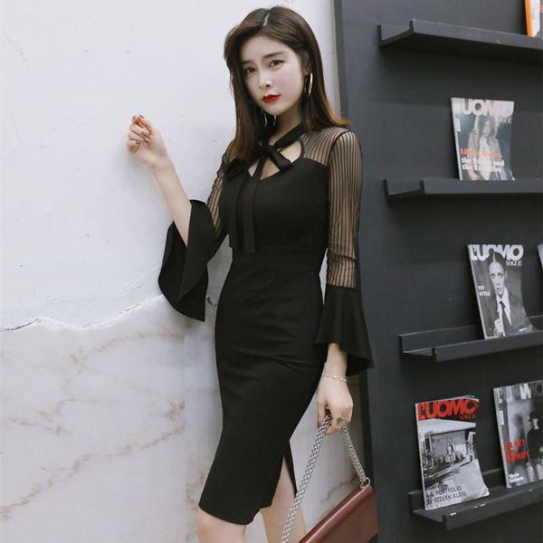 casual dresses women black long flare sleeve bow collar dress office lady elegant party autumn bodycon mesh patchwork pencil, Black;gray
casual dresses women black long flare sleeve bow collar dress office lady elegant party autumn bodycon mesh patchwork pencil, Black;gray
