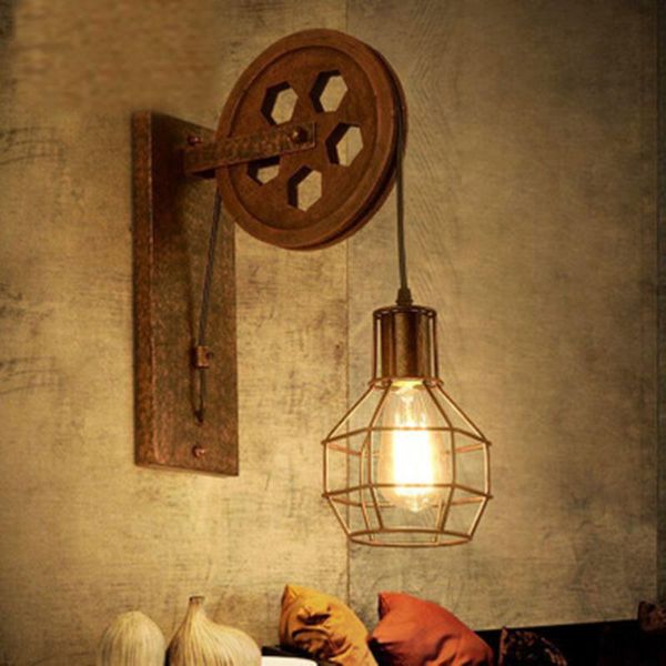 

wall lamps loft retro lamp creative lifting pulley light dining room restaurant aisle corridor pub cafe bar sconce