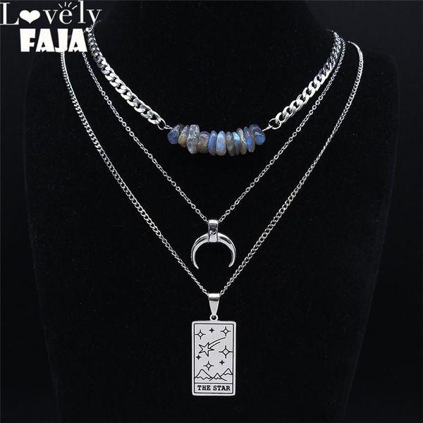 pendant necklaces 3pcs the star flash stone stainless steel layered necklace women silver color tarot jewelry collier nxs03
pendant necklaces 3pcs the star flash stone stainless steel layered necklace women silver color tarot jewelry collier nxs03
