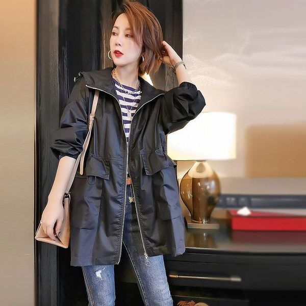 women's jackets women 2021 spring autumn fashion coat long sleeve female casual zipper hooded coats wild outerwear plus size c591, Black;brown
women's jackets women 2021 spring autumn fashion coat long sleeve female casual zipper hooded coats wild outerwear plus size c591, Black;brown