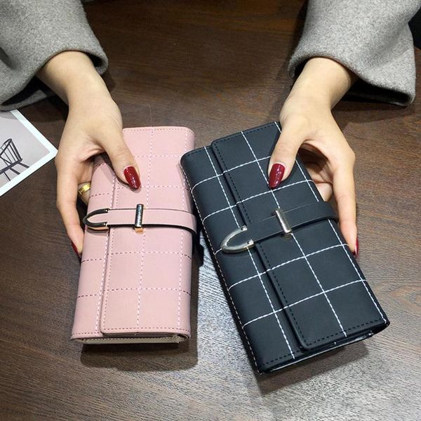 wallets pinshang women fashion buckle design frosted long purses, Red;black 
wallets pinshang women fashion buckle design frosted long purses, Red;black