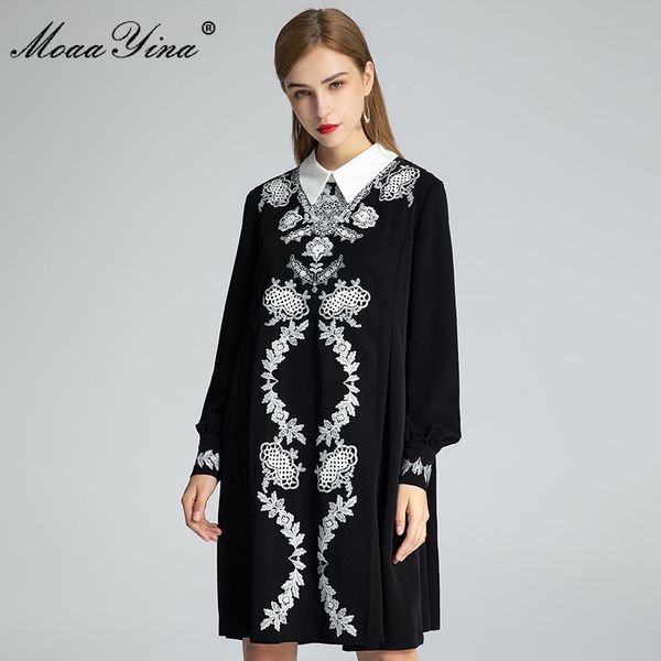 fashion designer dress autumn women's dress lantern sleeve flowers embroidery black loose vintage dresses 210524, Black;gray
fashion designer dress autumn women's dress lantern sleeve flowers embroidery black loose vintage dresses 210524, Black;gray