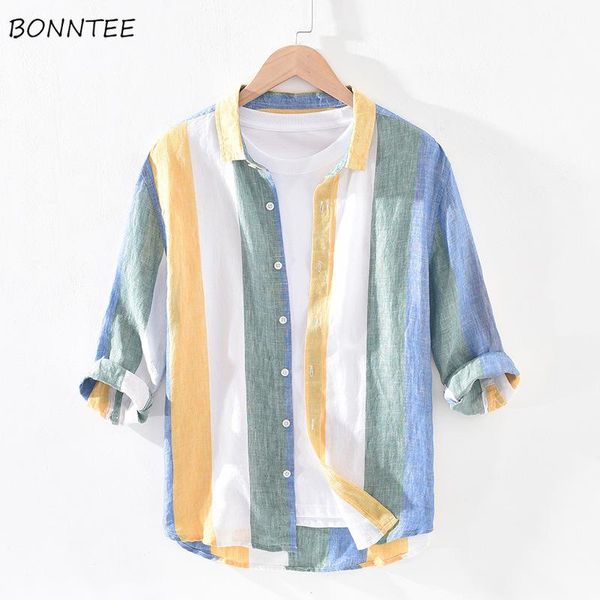 men's casual shirts three quarter sleeve men striped fashion harajuku simple summer breathable students all-match hombre camisas leisu, White;black
men's casual shirts three quarter sleeve men striped fashion harajuku simple summer breathable students all-match hombre camisas leisu, White;black