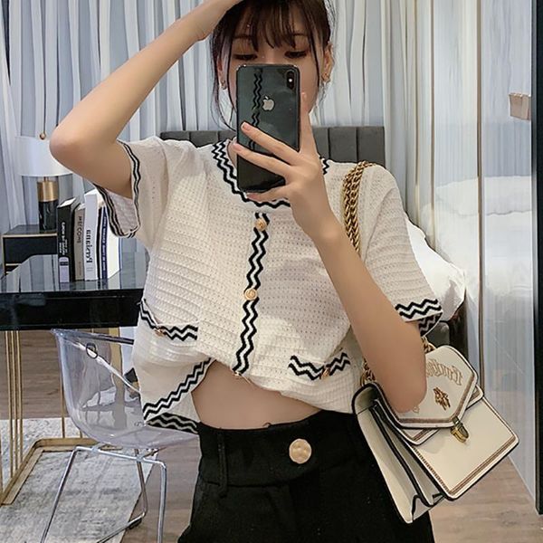 women's t-shirt shintimes short t shirt women button knitted hollow out striped white female summer sleeve black tee femme
women's t-shirt shintimes short t shirt women button knitted hollow out striped white female summer sleeve black tee femme