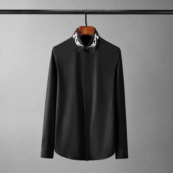 men's casual shirts cotton male long sleeve printed collar mens dress fashion slim fit party man 4xl, White;black
men's casual shirts cotton male long sleeve printed collar mens dress fashion slim fit party man 4xl, White;black