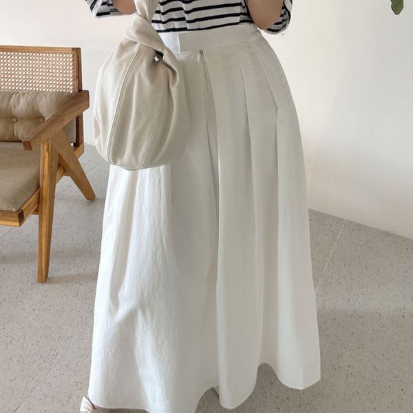 high waist solid color pleated half-body ankle-length skirt women white fashion casual spring summer 16f0802 210510, Black
high waist solid color pleated half-body ankle-length skirt women white fashion casual spring summer 16f0802 210510, Black