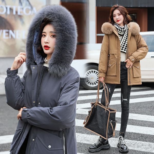 ladies down jacket pai overcome 2021 winter medium and long down cotton padded cloth women's thickened large wool collar, Black
ladies down jacket pai overcome 2021 winter medium and long down cotton padded cloth women's thickened large wool collar, Black