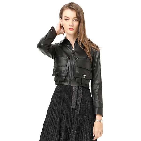 women's leather & faux luxury genuine real sheepskin suede suits jacket coat spring autumn women short outerwear coats garment lf6010, Black
women's leather & faux luxury genuine real sheepskin suede suits jacket coat spring autumn women short outerwear coats garment lf6010, Black