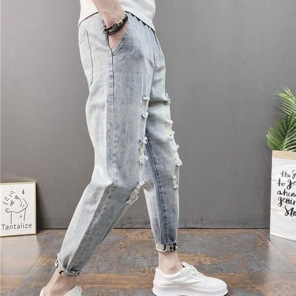 men's jeans men hole ripped denim pencil pants street slim fit elastic waist casual ankle-length summer blue frayed retro harem
men's jeans men hole ripped denim pencil pants street slim fit elastic waist casual ankle-length summer blue frayed retro harem