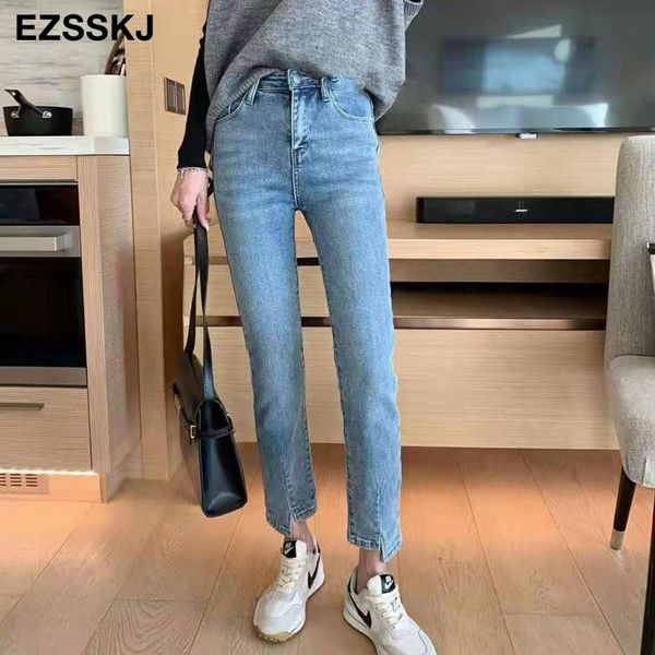 ezsskj 2021 jeans woman high waist cropped trousers streetwear denim washed pencil pants lifting ninth women's, Blue
ezsskj 2021 jeans woman high waist cropped trousers streetwear denim washed pencil pants lifting ninth women's, Blue