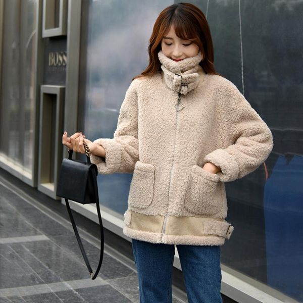 women's fur & faux real sheep coat women fashion wool jacket with collar warm oversize winter outerwear clothing plus size f1138, Black
women's fur & faux real sheep coat women fashion wool jacket with collar warm oversize winter outerwear clothing plus size f1138, Black