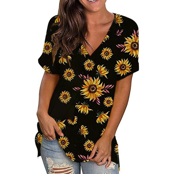 women's t-shirt summer womens sunflower print ladies casual short sleeve t shirt v-neck pullover tunics harajuku tee shirts female, White
women's t-shirt summer womens sunflower print ladies casual short sleeve t shirt v-neck pullover tunics harajuku tee shirts female, White