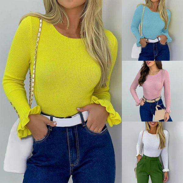 women's sweaters women o-neck knit solid ruffles long sleeve butterfly slim spring/autumn elegant fashion lady pullover, White;black
women's sweaters women o-neck knit solid ruffles long sleeve butterfly slim spring/autumn elegant fashion lady pullover, White;black