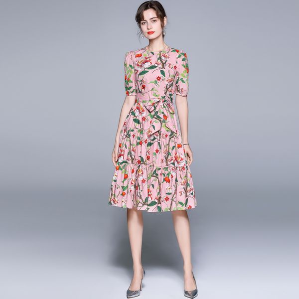 pastoral style summer round neck short-sleeved lace-up waist retro pomegranate print french temperament ruffled skirt 210525, Black;gray
pastoral style summer round neck short-sleeved lace-up waist retro pomegranate print french temperament ruffled skirt 210525, Black;gray