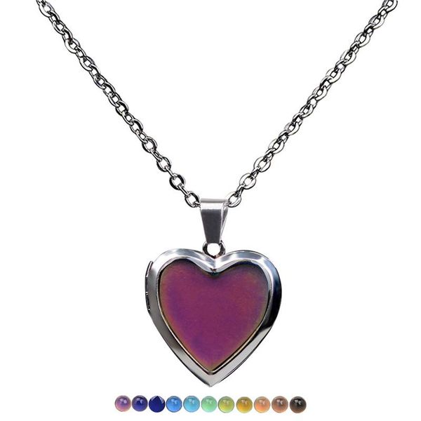fashion thermochromic cute heart stone pendant necklace vintage stainless steel chain necklaces for women wedding bride jewelry, Silver
fashion thermochromic cute heart stone pendant necklace vintage stainless steel chain necklaces for women wedding bride jewelry, Silver