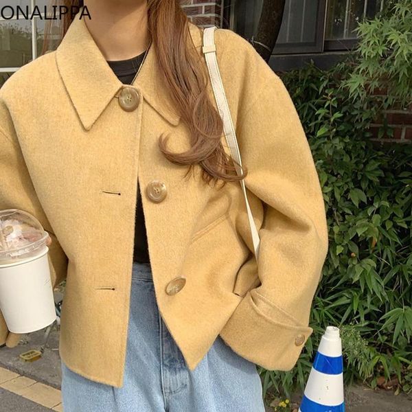 women's wool & blends onalippa 2021 women cardigan autumn winter elegant french retro lapel three buttons loose small short double-side, Black
women's wool & blends onalippa 2021 women cardigan autumn winter elegant french retro lapel three buttons loose small short double-side, Black