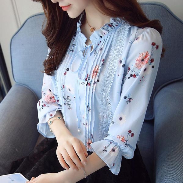 women's blouses & shirts elegant chiffon women ruffled collar long sleeve pleated embroidery floral print bow tie clothing, White
women's blouses & shirts elegant chiffon women ruffled collar long sleeve pleated embroidery floral print bow tie clothing, White