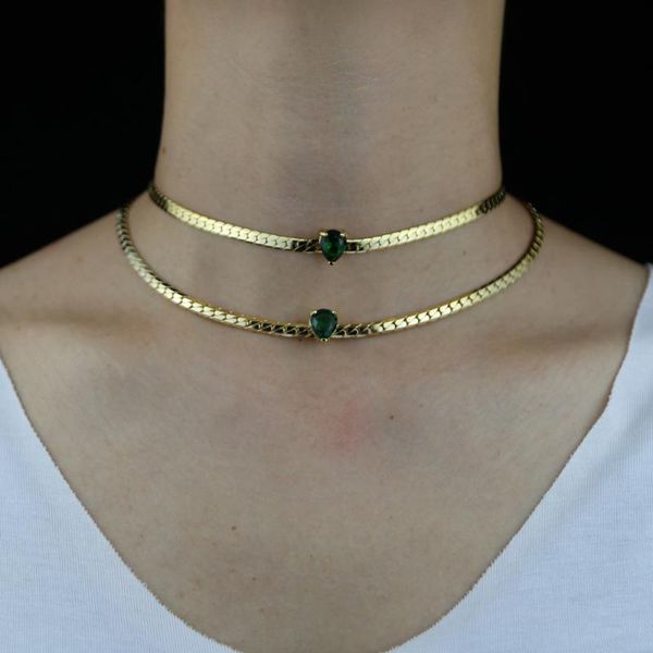 chains 2021 luxury green tear drop cz paved flat snake chain choker necklaces with gold plated fashion women lady party wedding jewelry, Silver
chains 2021 luxury green tear drop cz paved flat snake chain choker necklaces with gold plated fashion women lady party wedding jewelry, Silver