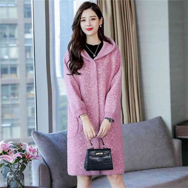 women mink fur coat autumn and winter loose knit cardigan hooded velvet long thick female casual warm solid 210427, Black
women mink fur coat autumn and winter loose knit cardigan hooded velvet long thick female casual warm solid 210427, Black