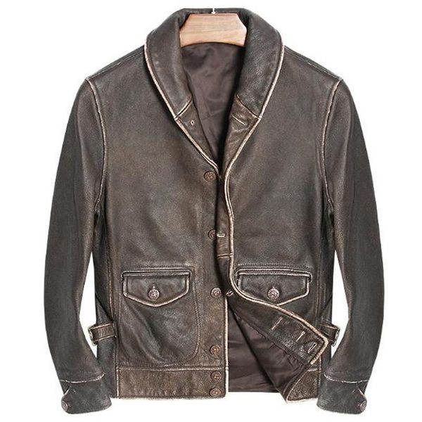 men's leather & faux 2021 arrival vintage brown men smart casual jacket single breasted plus size xxxl genuine cowhide russian coat, Black
men's leather & faux 2021 arrival vintage brown men smart casual jacket single breasted plus size xxxl genuine cowhide russian coat, Black
