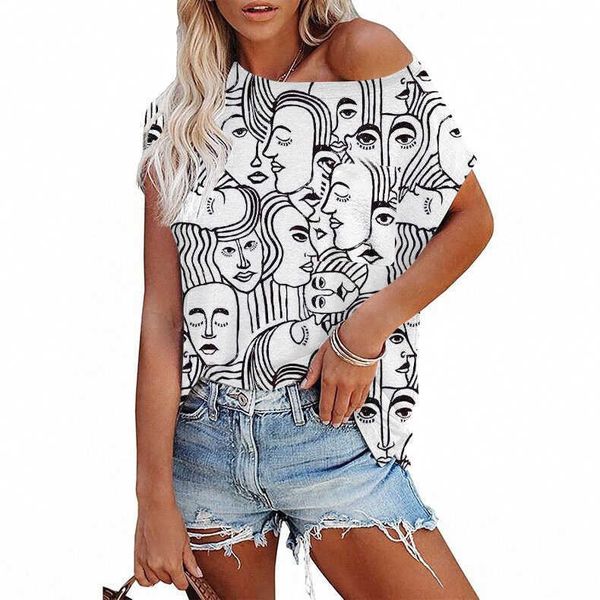 2021 fashion t shirts summer women's digital printing loose size short sleeve top, White
2021 fashion t shirts summer women's digital printing loose size short sleeve top, White