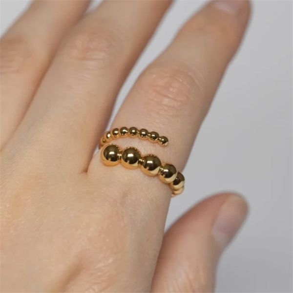2022 new fashion women temperament french beads opening adjustable finger ring women party 14k goldcopper ring jewelry gift, Silver
2022 new fashion women temperament french beads opening adjustable finger ring women party 14k goldcopper ring jewelry gift, Silver
