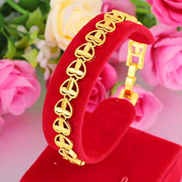 link, chain 24k gold plating heart charm bracelet bangle girls women flower bracelets jewelry for hand gifts, Black
link, chain 24k gold plating heart charm bracelet bangle girls women flower bracelets jewelry for hand gifts, Black