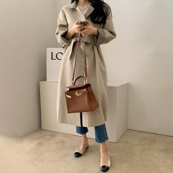 women's wool & blends snordic women elegant long coat with belt solid color sleeve chic outerwear ladies overcoat autumn winter 2021, Black
women's wool & blends snordic women elegant long coat with belt solid color sleeve chic outerwear ladies overcoat autumn winter 2021, Black