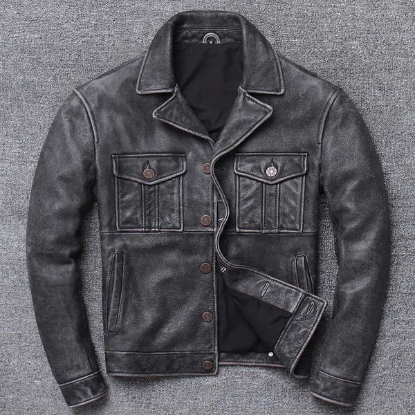 men's leather & faux lear man brief paragraph locomotive winter jacket coat lapels washing do old head layer cowhide restoring ancient, Black
men's leather & faux lear man brief paragraph locomotive winter jacket coat lapels washing do old head layer cowhide restoring ancient, Black