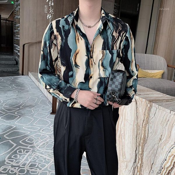 men's casual shirts 2021 fashion unusual streetwear printed oversize blouse mens social club party wear slim fit shirt men, White;black
men's casual shirts 2021 fashion unusual streetwear printed oversize blouse mens social club party wear slim fit shirt men, White;black