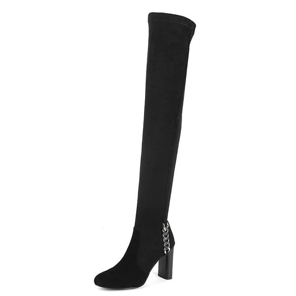 boots winter fashion over-the-knee skinny legs stretch suede long tube women's shoes square heel round toe 39, Black
boots winter fashion over-the-knee skinny legs stretch suede long tube women's shoes square heel round toe 39, Black